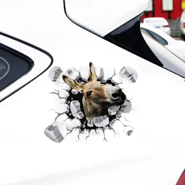 3D Car Stickers Decals Donkey Graphics Stickers PVC Vinyl Car Body Sticker Animal Funny Self-Adhesive Car Door Window Decoration Stickers