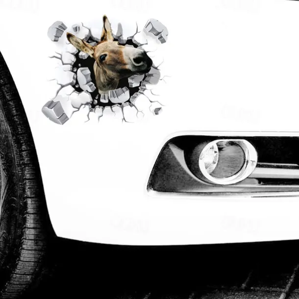 3D Car Stickers Decals Donkey Graphics Stickers PVC Vinyl Car Body Sticker Animal Funny Self-Adhesive Car Door Window Decoration Stickers