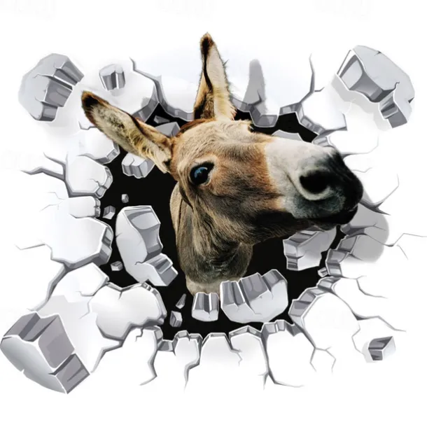 3D Car Stickers Decals Donkey Graphics Stickers PVC Vinyl Car Body Sticker Animal Funny Self-Adhesive Car Door Window Decoration Stickers