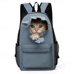 3D Cute Cat Backpack with Ripped Wall Print – Large Capacity School Bag for Girls, Teens, and Cat Lovers, Lightweight Bookbag for Daily Use or Travel