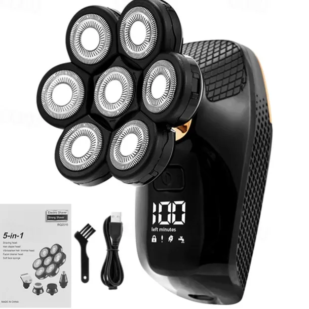 7D Electric Shaver for Men - Waterproof, 7 Floating Cutter Heads, Multifunction USB Rechargeable Razor & Trimmer