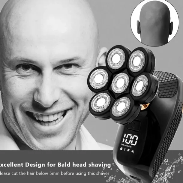 7D Electric Shaver for Men - Waterproof, 7 Floating Cutter Heads, Multifunction USB Rechargeable Razor & Trimmer