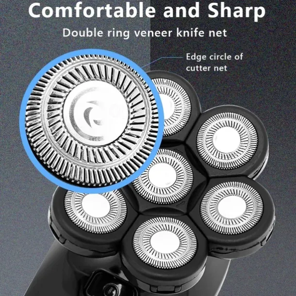 7D Electric Shaver for Men - Waterproof, 7 Floating Cutter Heads, Multifunction USB Rechargeable Razor & Trimmer
