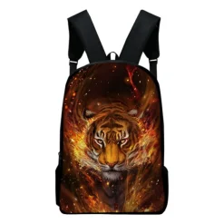 3D Fire Tiger Backpack for Boys and Teens – Large Capacity Animal Print School Bag for Middle and High School, Lightweight and Durable Bookbag for Daily Use