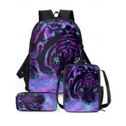 3D Fire Tiger Backpack for Boys and Teens – Large Capacity Animal Print School Bag for Middle and High School, Lightweight and Durable Bookbag for Daily Use