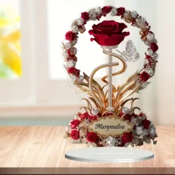 2D Flat Rose Gift for Wife Wife's Birthday Gift Rose Gift for Mom Imitation Crystal Rose Eternal Rose Wife's Best Friend Girlfriend No Electricity Needed