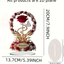 2D Flat Rose Gift for Wife Wife's Birthday Gift Rose Gift for Mom Imitation Crystal Rose Eternal Rose Wife's Best Friend Girlfriend No Electricity Needed
