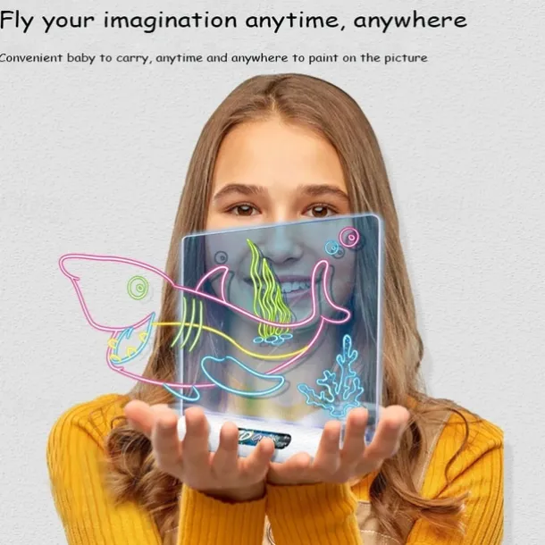 3D Fluorescent Drawing Board Magic Luminous Three-Dimensional Writing Board Graffiti Board Light Puzzle Children Drawing Board