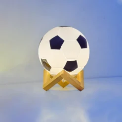 3D Football Night Light Euro Cup Solid Wood Base Small Table Lamp Night Light for Study Home Kids Gift Decorations