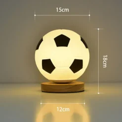 3D Football Night Light Euro Cup Solid Wood Base Small Table Lamp Night Light for Study Home Kids Gift Decorations