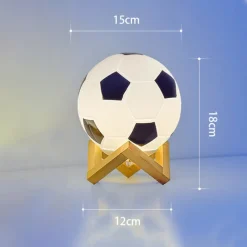 3D Football Night Light Euro Cup Solid Wood Base Small Table Lamp Night Light for Study Home Kids Gift Decorations