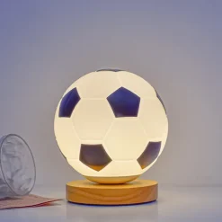 3D Football Night Light Euro Cup Solid Wood Base Small Table Lamp Night Light for Study Home Kids Gift Decorations