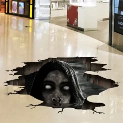 3D Halloween Floor Wall Decals, Removable Ghost Halloween Wall Stickers Decorations, Scary Halloween Decals for Walls Decor Decorations for Bedroom, Halloween Window Clings for Glass Windows