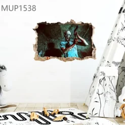 3D Halloween Terror Lifelike Broken Wall Female ghost and male ghost Wall Stickers Removable Home Decoration Living Room Entrance Sofa Background Bedroom Study Mall Specific Scene Wall Stickers