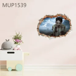 3D Halloween Terror Lifelike Broken Wall Female ghost and male ghost Wall Stickers Removable Home Decoration Living Room Entrance Sofa Background Bedroom Study Mall Specific Scene Wall Stickers
