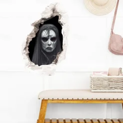 3D Halloween Terror Lifelike Broken Wall Female ghost and male ghost Wall Stickers Removable Home Decoration Living Room Entrance Sofa Background Bedroom Study Mall Specific Scene Wall Stickers
