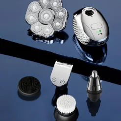 9D Independent Floating Heads Electric Shaver , Head Shaver For Bald Men 5 In 1 Bald Head Razor Grooming Kit, USB Rechargeable Electric Razor For Men, Wet/Dry Bald Head Razor With Rotary Blades, Clippers, Nose Trimmer