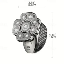 9D Independent Floating Heads Electric Shaver , Head Shaver For Bald Men 5 In 1 Bald Head Razor Grooming Kit, USB Rechargeable Electric Razor For Men, Wet/Dry Bald Head Razor With Rotary Blades, Clippers, Nose Trimmer