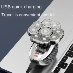 9D Independent Floating Heads Electric Shaver , Head Shaver For Bald Men 5 In 1 Bald Head Razor Grooming Kit, USB Rechargeable Electric Razor For Men, Wet/Dry Bald Head Razor With Rotary Blades, Clippers, Nose Trimmer