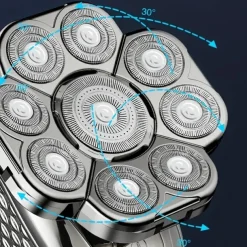 9D Independent Floating Heads Electric Shaver , Head Shaver For Bald Men 5 In 1 Bald Head Razor Grooming Kit, USB Rechargeable Electric Razor For Men, Wet/Dry Bald Head Razor With Rotary Blades, Clippers, Nose Trimmer