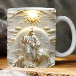 3D Jesus Mug 3D Print Coffee Cup Mug Gift for Christians White Ceramics 330ml 12oz Birthdays Anniversaries Christmas Weddings Best Gifting Ideas for Christian
