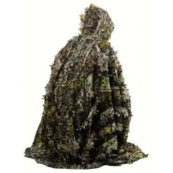 3D Maple Leaf Camouflage Cloak One-Size-Fits-All Design, Mesh Hood, Perfect for Outdoor Activities, Birdwatching, Hunting, Stealth Games