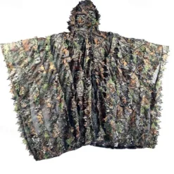 3D Maple Leaf Camouflage Cloak One-Size-Fits-All Design, Mesh Hood, Perfect for Outdoor Activities, Birdwatching, Hunting, Stealth Games