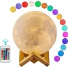 3D Moon Lamp 16 Colors Change Galaxy Moon LED Night Light USB Remote&Touch Control Gifts for Girls Boys Kids Women Birthday
