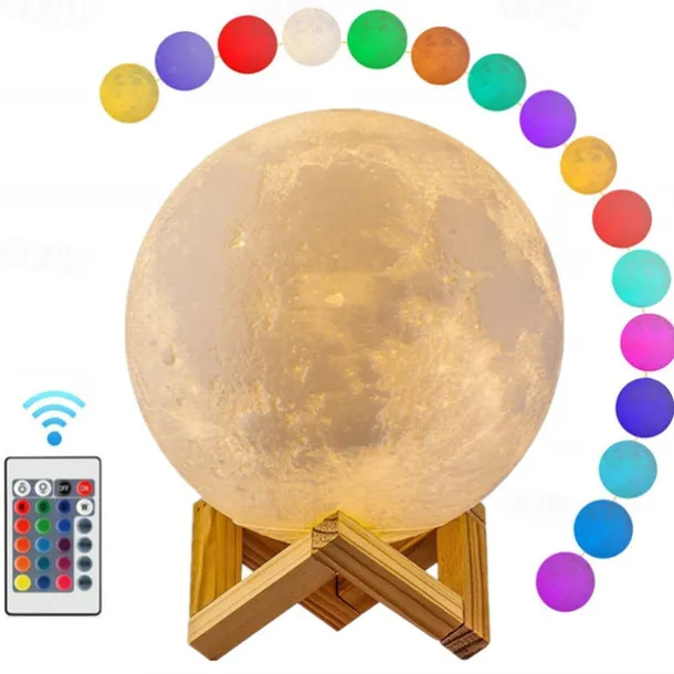 3D Moon Lamp 16 Colors Change Galaxy Moon LED Night Light USB Remote&Touch Control Gifts for Girls Boys Kids Women Birthday