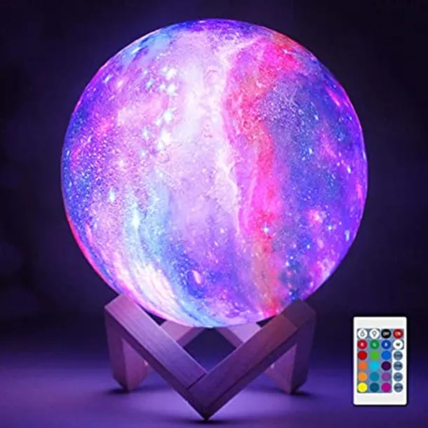 3D Moon Lamp 16 Colors Change Galaxy Moon LED Night Light USB Remote&Touch Control Gifts for Girls Boys Kids Women Birthday