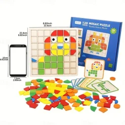 3D Mosaic Puzzles - Multi-colored Multi-shaped Educational Desktop Games Building Blocks Ideal Christmas and Halloween Gifts for Children