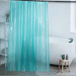 3D PEVA Shower Curtain Liner Waterproof 180x180cm 70"x70" Rustproof Metal Grommet Holes for Bathroom, Heavyweight Fabric, Washable, with Hooks Water Cube Colorful Clear