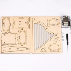 3D Puzzles for Adults Kids DIY Music Box - Harp Hand Crank Engraved Musical Box Wooden Building DIY Kits (Harp) for Adults Desk Display Gift for Boys/Girls