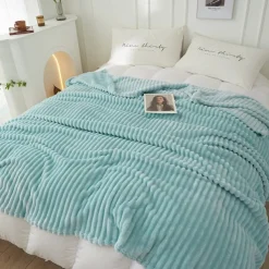 3D Ribbed Jacquard Fleece Flannel Velvet Plush Decorative Bed Blanket - Super Soft, Plush, Fluffy, Fuzzy, Warm, Cozy Perfect for Couch, Bed, Sofa in Fall Winter