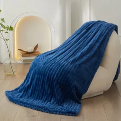 3D Ribbed Jacquard Fleece Flannel Velvet Plush Decorative Bed Blanket - Super Soft, Plush, Fluffy, Fuzzy, Warm, Cozy Perfect for Couch, Bed, Sofa in Fall Winter