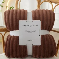 3D Ribbed Jacquard Fleece Flannel Velvet Plush Decorative Bed Blanket - Super Soft, Plush, Fluffy, Fuzzy, Warm, Cozy Perfect for Couch, Bed, Sofa in Fall Winter