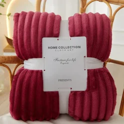 3D Ribbed Jacquard Fleece Flannel Velvet Plush Decorative Bed Blanket - Super Soft, Plush, Fluffy, Fuzzy, Warm, Cozy Perfect for Couch, Bed, Sofa in Fall Winter