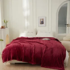 3D Ribbed Jacquard Fleece Flannel Velvet Plush Decorative Bed Blanket - Super Soft, Plush, Fluffy, Fuzzy, Warm, Cozy Perfect for Couch, Bed, Sofa in Fall Winter
