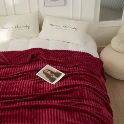 3D Ribbed Jacquard Fleece Flannel Velvet Plush Decorative Bed Blanket - Super Soft, Plush, Fluffy, Fuzzy, Warm, Cozy Perfect for Couch, Bed, Sofa in Fall Winter