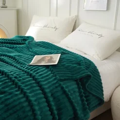 3D Ribbed Jacquard Fleece Flannel Velvet Plush Decorative Bed Blanket - Super Soft, Plush, Fluffy, Fuzzy, Warm, Cozy Perfect for Couch, Bed, Sofa in Fall Winter
