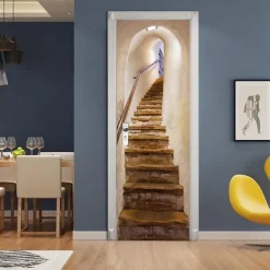 3D Stickers Self-adhesive Creative Door Stickers Living Room Decoration Home Waterproof Wall Stickers Wall Stickers for bedroom living room 77*200CM