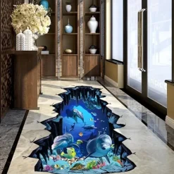 3D Underwater World Wall Sticker Decal Cartoon Dolphin Pvc Waterproof Wall Sticker
