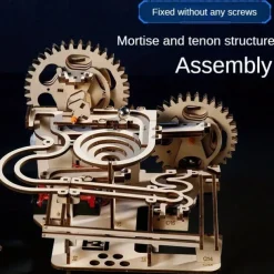 3D Wooden Puzzle - DIY Mechanical Track Balls Educational Brain Teaser for Adults Khaki