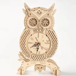 3D Wooden Puzzle For Adults Owl Clock Model Kit Desk Clock Home Decor Unique Gift For Kids On Birthday/Festival Day