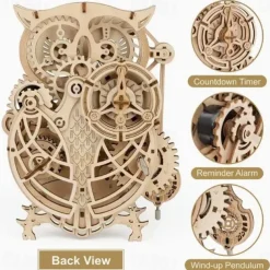 3D Wooden Puzzle For Adults Owl Clock Model Kit Desk Clock Home Decor Unique Gift For Kids On Birthday/Festival Day