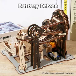 3D Wooden Puzzle Marble Run Set DIY Mechanical Track Electric Manual Model Building Block Kits Assembly Toy Gift for Teens Adult