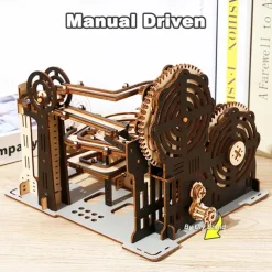 3D Wooden Puzzle Marble Run Set DIY Mechanical Track Electric Manual Model Building Block Kits Assembly Toy Gift for Teens Adult