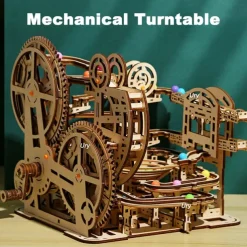 3D Wooden Puzzle Marble Run Set DIY Mechanical Track Electric Manual Model Building Block Kits Assembly Toy Gift for Teens Adult