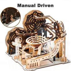 3D Wooden Puzzle Marble Run Set DIY Mechanical Track Electric Manual Model Building Block Kits Assembly Toy Gift for Teens Adult