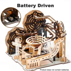 3D Wooden Puzzle Marble Run Set DIY Mechanical Track Electric Manual Model Building Block Kits Assembly Toy Gift for Teens Adult